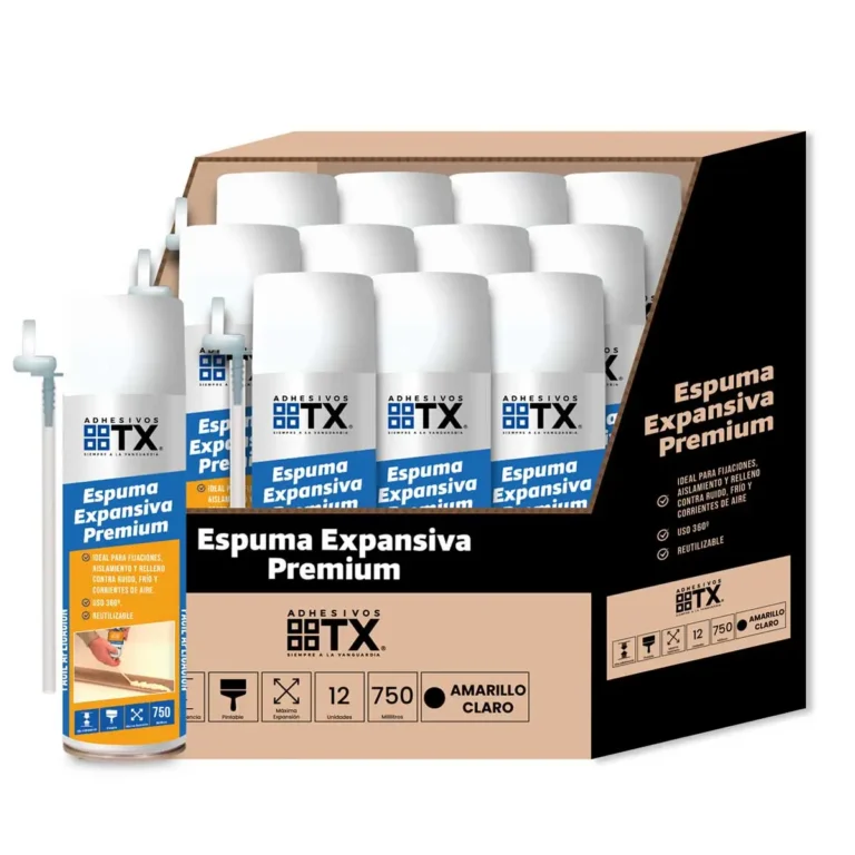 caja de 12 unidades - espuma de poliuretano expandible para relleno y sello de huecos - 750 ml - TXEE750