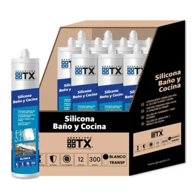 Caja de 12 unidades - Sellador de silicona acética para baños y cocinas - 300 ml